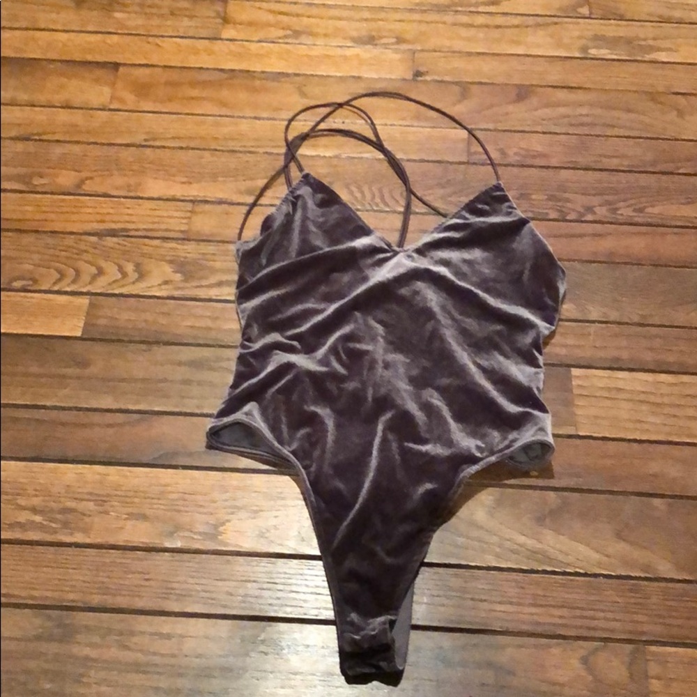 Purple velvet bodysuit